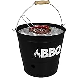 BBQ Grilleimer mit Henkel Holzkohlegrill Eimergrill Gartengrill Camping Garten...