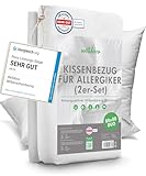 Welldora ǀ 2er-Set Milbenbezug Kissen 80x80 ǀ Allergiker Kissenbezug...
