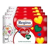 Regina mit Herzen Haushaltstücher 3-lagig, 32 Rollen-Packung (8 x 4...