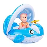 Peradix Wal Baby Schwimmring mit Sonnendach, Schwimmhilfe für Kleinkinder 9-36...