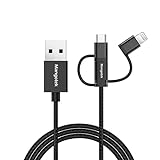 Mangotek 3 in 1 Universal-Ladekabel, Micro USB/Lightning/USB C Adapter [MFi...