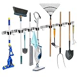 WECUTE 2 Stück Besenhalterung Wand Gerätehalter Besen Mop Halter Hakenleiste...
