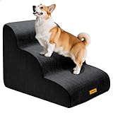 Gimars Hundetreppe mit 30D Hochdichtem Schaum & Extra-Breiten Stabilen 3 Stufen...