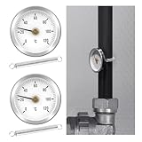 JUXINE Anlegethermometer Heizungsrohr 0-120C 63MM, Heizkörper-Thermostat zur...