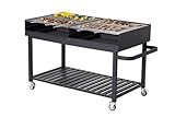 METRO Professional Holzkohlegrillwagen, Stahl/Edelstahl, mit Deckel, mit Bremse,...