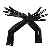 iixpin Herren Latex Handschuhe Lack Leder Fingerhandschuhe Fingerlos...