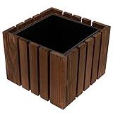 HRB Blumentopf Vintage eckig aus Echtholz braun, hochwertiger Holz Pflanztopf...