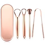4 Stück Zungenschaber Kupfer, Tragbarer Zungenreiniger Metall, U-Form Tongue...