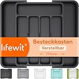 Lifewit Besteckkasten für Schubladen, verstellbarer Kunststoff Organizer Küche...