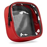 PULOX Modultasche in Rot / 16 x 16 x 5 cm mit Klarsichtfenster und Klettstreifen...