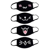 Fashionapple 4 Stück Mundschutz Anime Cartoon Maske Unisex Baumwolle Anti-Staub...
