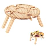 NUWIQ Klappbare Weintisch, 29,3x14,5cm Picknicktisch Rund Holz Tragbarer,...