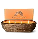 Wanderholz Sojawachskerze - Vierdochtkerze - Nachhaltige Mehrdochtkerze mit...