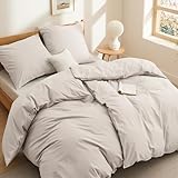 BEDSURE Bettwäsche 135x200 Baumwolle 4teilig - Bettwäsche-Sets Beige Bettbezug...