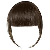 LOPHE Pony Haarteil, Echthaar Fringe Natürlicher Dunkelbraun, One Piece Human...