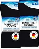 MEDOLY Diabetikersocken (6 Paar) ohne Gummibund, mit 97% Baumwolle, für Damen &...