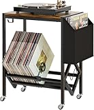 EKNITEY Vinyl Schallplatten Aufbewahrung Ständer - 80-Platten Retro Stahl-Holz...