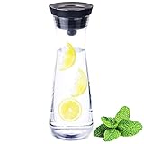 AMAYGA Glas-Karaffe,1200mL mit Deckel und Auslauf,Wasserkaraffe, Saft Krug,für...