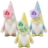 Gehydy Deko Frühling Wichtel Figuren 3er Set Blumen Frühlingsdeko Osterwichtel...