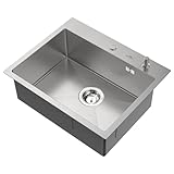Auralum Spülbecken Rechteckig, Edelstahl Einbauspüle 55 * 45CM, Küchenspüle...