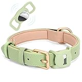 WHIPPY AirTag Hundehalsband Leder Verstellbares AirTag Halsband Leder mit...