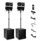 PRORECK Club 6000 15-Zoll-6000-W-P.M.P.O-Stereo-PA-Lautsprechersystem-Kombiset 4...