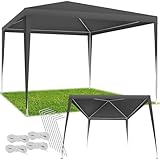 tectake® Pavillon 3x3 m, Gartenzelt wasserdicht, Zelt UV-Schutz, Partyzelt 3x3...