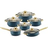 Retoo Topf und Pfannenset Induktion 12-teilig Kochtopf Set mit Glasdeckel,...