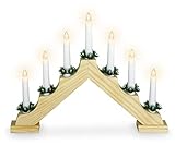 Holz Schwibbogen 39 cm mit 7 LED Kerzen und Timer - Natur - Weihnachtsdeko mit...