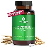 Vitabay Vitamin K2 200 µg (MK-7 Menachinon-7) – 90 Vegane Tabletten –...