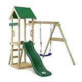 Wickey Spielturm Klettergerüst TinyWave mit Schaukel & grüner Rutsche, Outdoor...