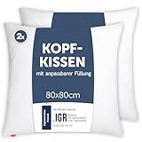 Blumtal Kopfkissen 80x80 cm 2er Set - Nackenkissen mit anpassbarer Füllung -...
