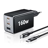 HSSNS 160W USB C Ladegerät: 3-Port GaN Schnellladegerät mit PPS, Netzteil für...