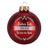 Herz & Heim® Weihnachtskugel aus Glas mit persönlicher Gravur/Rot oder...