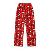 Weihnachten Pyjama Hosen Damen Flanell Schlafanzughose Damen Lang Schlafhose...