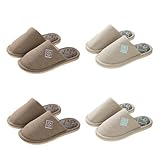 Teceyfeet Gästehausschuhe Set Waschbar,4 Paar Unisex Hausschuhe Set Winter Warm...