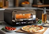 Elektrischer Pizzaofen, 1850W 450°C Pizzabackofen mit 60-Min-Timer & 6...