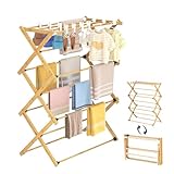 Dripex Klappbarer Wäscheständer aus Bambus, Standtrockner Handtuchhalter,...