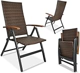 BRUBAKER Polyrattan Gartenstuhl Modena - Hochlehner aus Metall und Poly Rattan...