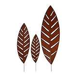 UNUS Gartenstecker Palmblatt, 3er Set, Gartendeko mit Rost-Optik, Deko Blatt aus...