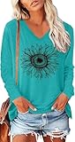 NAIOSS Damen Langarmshirt Bedruck Oberteile Herbst Tshirt V-Ausschnitt Shirts...