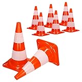 ECD Germany 8 Stück Verkehrskegel Pylone 47 cm, Orange-Weiß, Verkehrsleitkegel...