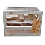 Melko Kleintierkäfig aus Holz, 60 x 35 x 42 cm, inklusive klappbarer Rampe, 5...