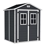 Keter Manor 6x5 Gartenhaus, Dunkelgrau, aus Kunststoff, Wetter- und...