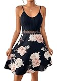 GORGLITTER Damen 2 in 1 Ärmellos Freizeitkleid A-Linie Sommerkleid Geblümt...