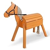 Pink Papaya Holzpferd für draußen, Reitpferd aus Holz für Kinder, Spielpferd...