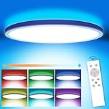 MILFECH 24W LED Deckenleuchte Dimmbar mit Fernbedienung, Deckenlampe RGB...