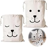 OCCOUMR 2 Stück Wäschesack aus Baumwolle mit praktischem Kordelzug, ideal für...