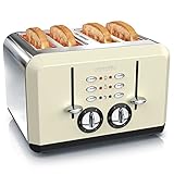 Arendo - Automatik Toaster 4 Scheiben - Edelstahlgehäuse - bis zu Vier Sandwich...