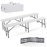 Arebos 2X Bierbank Faltbank Klappbar I Tragegriff | 183 x 28 x 43 cm Klappbank...